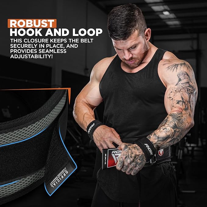 RDX Weight Lifting Belt, Curved Padded Back Lumbar Support, Fitness, Core Exercise Workout Bodybuilding Powerlifting Deadlifts Squats, Ladies Gents Men Women Home Gym Equipment