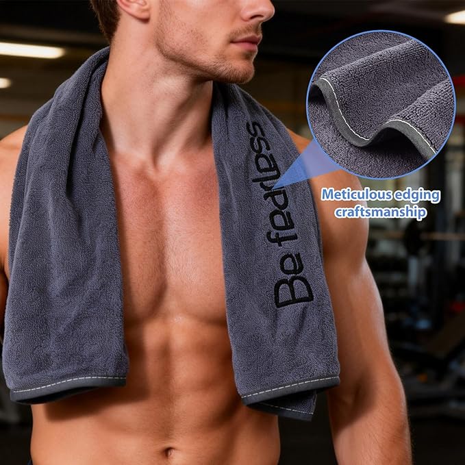 3 Pack Microfiber Gym Towels, 30 Inch X 14 Inch, Ultra Soft and Quick-Drying Towels for Fitness, Sports, Yoga, Cycling and Workout. Grey, Blue and Purple