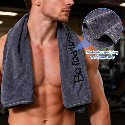 3 Pack Microfiber Gym Towels, 30 Inch X 14 Inch, Ultra Soft and Quick-Drying Towels for Fitness, Sports, Yoga, Cycling and Workout. Grey, Blue and Purple