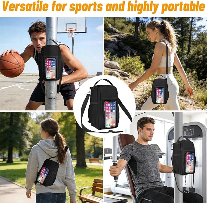 Magnetic Gym Water Bottle Bag with Strong Magnet Holder for Men and Women, Small Carrying Pouch for Phone Keys and Earbuds, Secure Metal Attachment for Gym and Sports Use