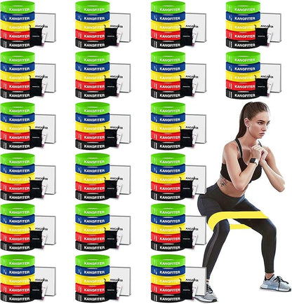 100 PCS Bulk Resistance Bands Latex, Loop Exercise Bands Set for Gym Members Sports Class Students Gift, 5 Pieces Each Set with Storage Bag, Fitness Bands for Outdoor Home Gym Yoga Pilates