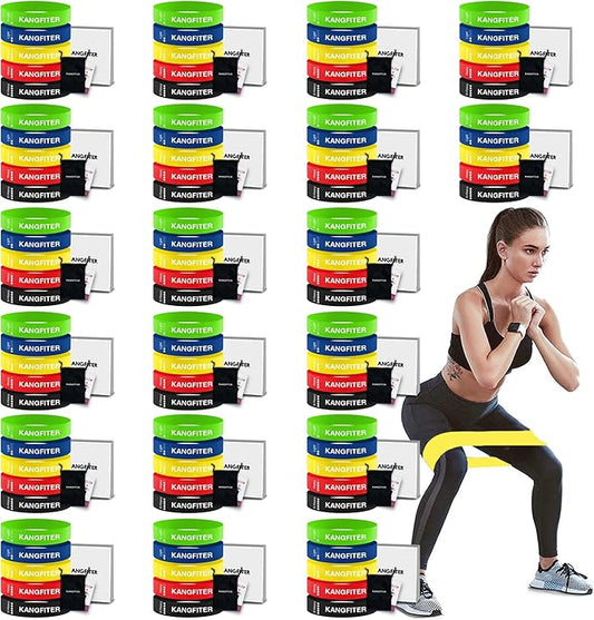 100 PCS Bulk Resistance Bands Latex, Loop Exercise Bands Set for Gym Members Sports Class Students Gift, 5 Pieces Each Set with Storage Bag, Fitness Bands for Outdoor Home Gym Yoga Pilates