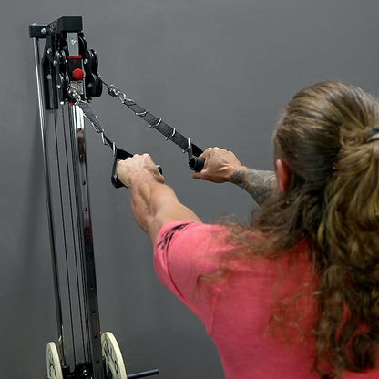 Valor Fitness Wall Mounted Cable Machine, Dual Adjustable Pulley System with 16 Height Positions, Space-Saving Home Gym Strength Training Equipment