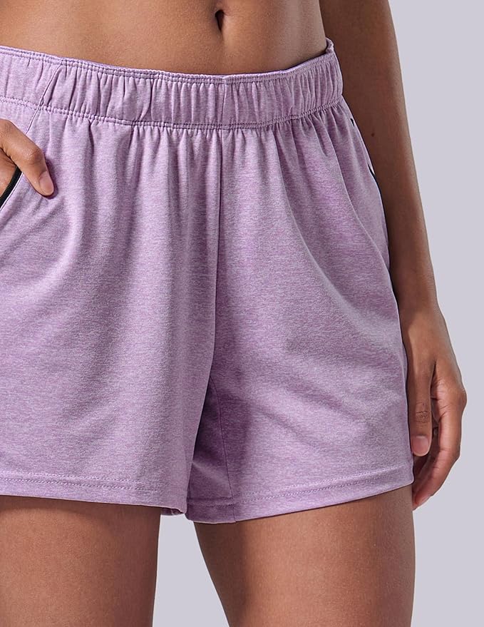 Liberty Imports 1 or 5 Pack Womens Lounge Workout Shorts with Zipper Pockets 5" Inseam Lightweight Athletic Casual Shorts