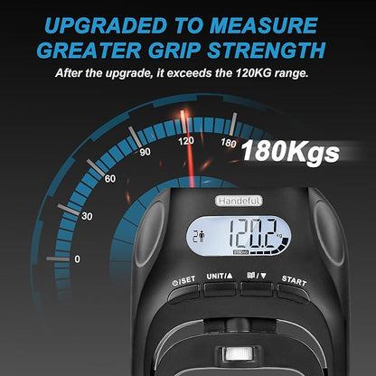 Handeful Grip Strength Tester Trainer - Dynamometer Handgrip Measurer Meter, Handheld Strengthener Exerciser for Sports, School, and Home Use (397Lbs / 180Kgs)