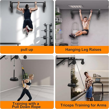 Pull Up Bar Wall Mounted, Heavy Duty 650 lbs Capacity Chin Up Bar, 48" Multi-Grip Strength Training Pull-up Bars, for Home Gym Garage/Backyard Total Body Workout, Ease Of Use Mounting
