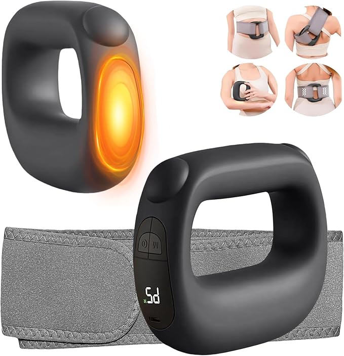 Deep Tissue Percussion Muscle Massage Gun: with Heat, Adjustable Intensity and Speed, Super Quiet, USB-C Rechargeable, Portable, Pain Relief for Athletes and Everyone, Ideal Gift（Black）