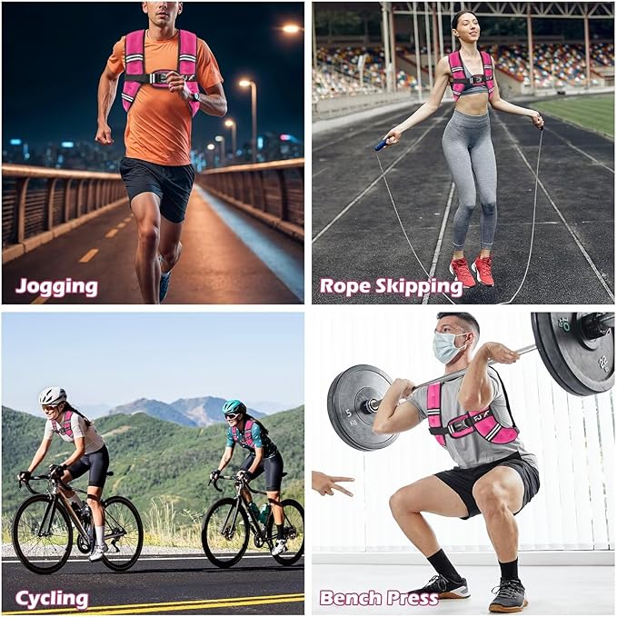 FUFF Weighted Vest Woman, 5/10/12/15/20/25/30 LB Womens Weight Vest for Walking, Strength Training Weight Vests for Female Men, Reflective Stripe Body Vest for Workout Running Jogging Fitness