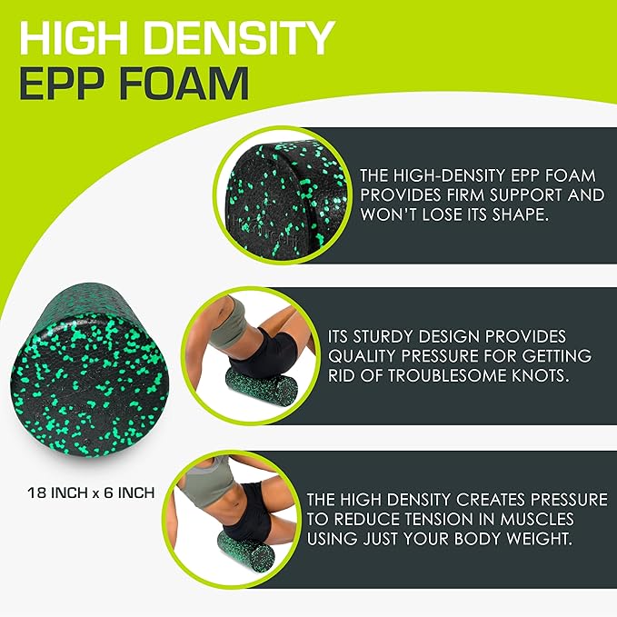 ProsourceFit High Density Foam Rollers Long, Firm Full Body Athletic Massage Tool for Back Stretching, Yoga, Pilates, Post Workout Muscle Recuperation