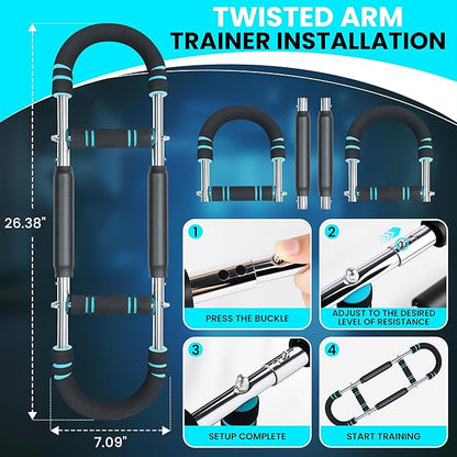 Twister Arm Trainer, Adjustable Resistance (20–130 lbs) Chest & Arm Trainer for Men & Women, Gorilla Bar Chest & Upper Body Workout Equipment, Ergonomic Home Workout Equipment with Anti-Slip Handles