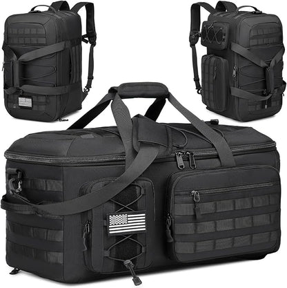 50L Gym Bags for Men, 3 in 1 Travel Duffle Bag with Shoe Compartment, Tactical Military Backpack for Overnight Weekender Gym Traveling Workout Deployment