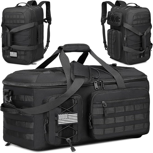50L Gym Bags for Men, 3 in 1 Travel Duffle Bag with Shoe Compartment, Tactical Military Backpack for Overnight Weekender Gym Traveling Workout Deployment