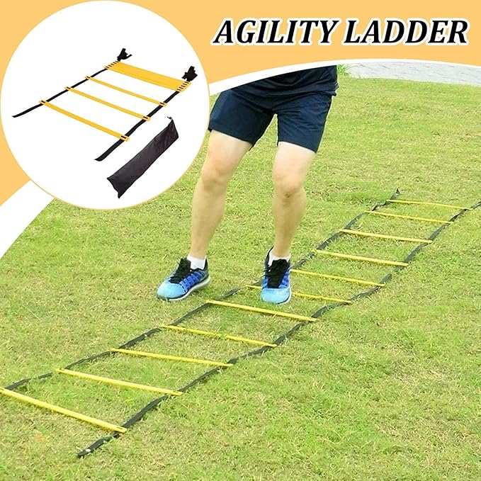 Speed Ladder - Agility Lader, Training Rope | Soccer, Tennis, Badminton Sports Laddr for Quick Footwork with Storage Bag, Easy Set-up Workout Gear for Players, Kids, Adults, Coaches Professional Fit