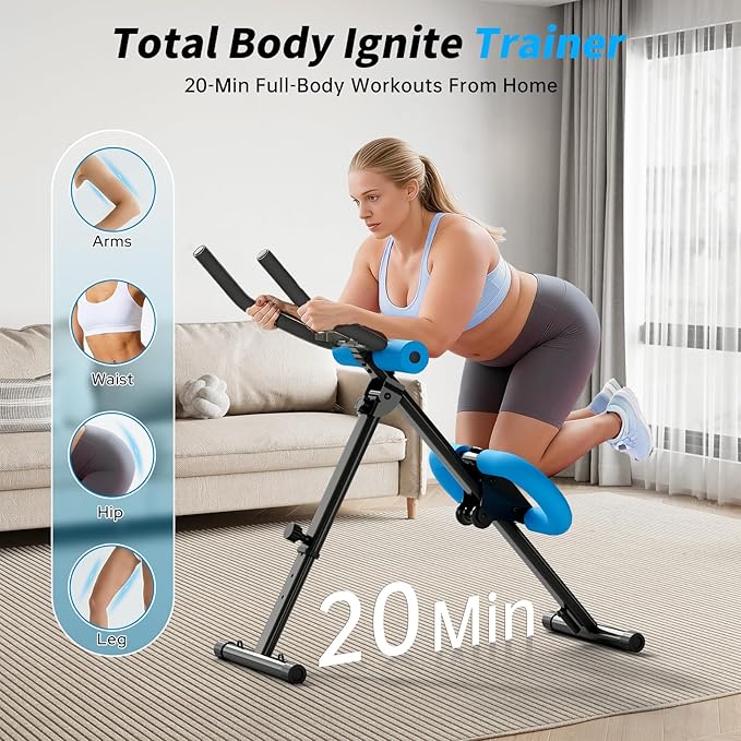 AB Machine Ab Workout Equipment, Adjustable Ab Trainer Machine for Abs Workout at Home Gym, Foldable, Knee Protection