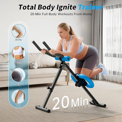 AB Machine Ab Workout Equipment, Adjustable Ab Trainer Machine for Abs Workout at Home Gym, Foldable, Knee Protection