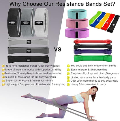 Fabric Resistance Bands for Working Out, 3 and 4 Levels Booty Bands Long Resistance Bands for Women and Men | Elastic Bands for Exercise Bands Resistance Workout Bands Resistance