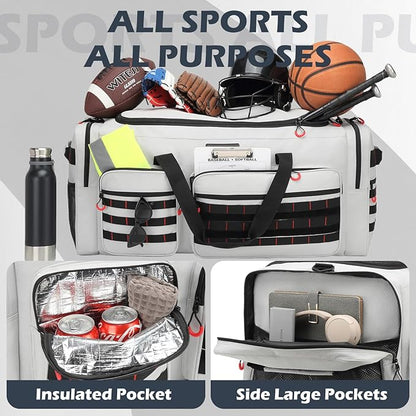 135L Large Duffle Bag, Heavy Duty Duffle Bag for Travel, Extra Large Sports Gym Equipment Bag for Soccer Baseball Basketball Hockey Football, Grey