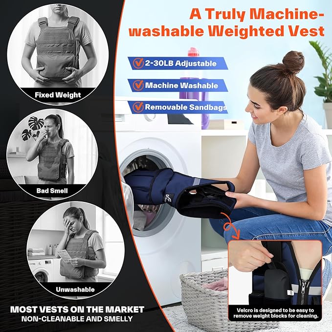 Sportneer Adjustable Weighted Vest Weights: 2-18 lbs/2-40 lbs Washable Weight Vest for Walking 16 In 1 Fast Adjust Rucking Vest for Women and Men Home Gym Running Jogging Strength Training Vests