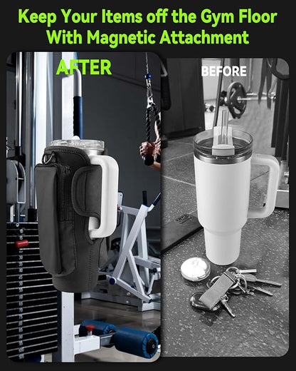 Magnetic Gym Bag for Men and Women, Magnetic Water Bottle Holder for Stanley, Small Gym Bag, Gym Gifts for Women and Men (Black, <30 OZ)