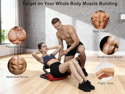 Ab Machine Workout Equipment,Whole Body Ab Workout Machine,Sit Up Exercise Equipment For Home, Strength & Abdominal Trainer With 3 Adjustable Resistance Levels and Bands.US Patented