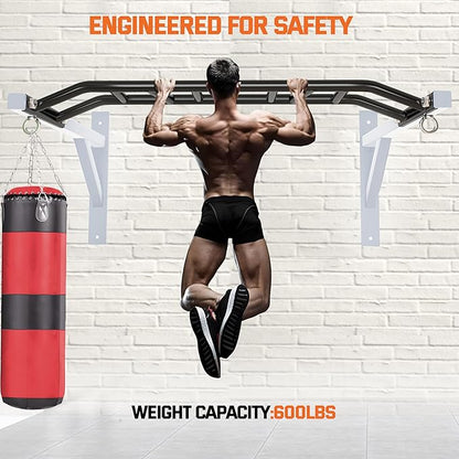 Upgrade Pull Up Bar Wall Mounted,Heavy Duty Multi Grip Chin Up Bar for Strength Training, 600 lbs Capacity, Durable Steel Construction, Perfect for Home and Garage Workouts