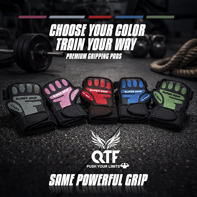 QTF Ventilated Weight Lifting Gloves for Men & Women Workout Gym Fitness Extra Grip with Wrist Support Wrap Cross fit Pull-ups Barbell Training Sports