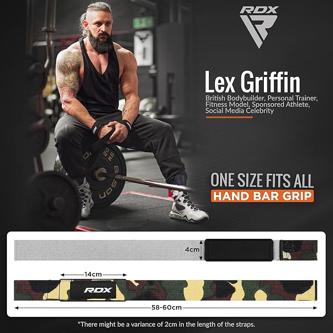 RDX Lifting Straps for Weightlifting –100% Cotton Heavy Duty Gym Wrist Strap with 5MM Neoprene Padding, 60CM Anti-Slip Hand Grip Wraps for Deadlifts Powerlifting Workouts Strength Training, Men Women