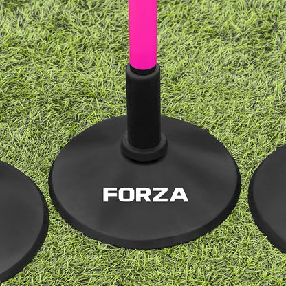 FORZA Slalom Agility Poles | Improve Endurance, Speed & Footwork | Color, Size & Rubber Base Options Available [8 Pack]