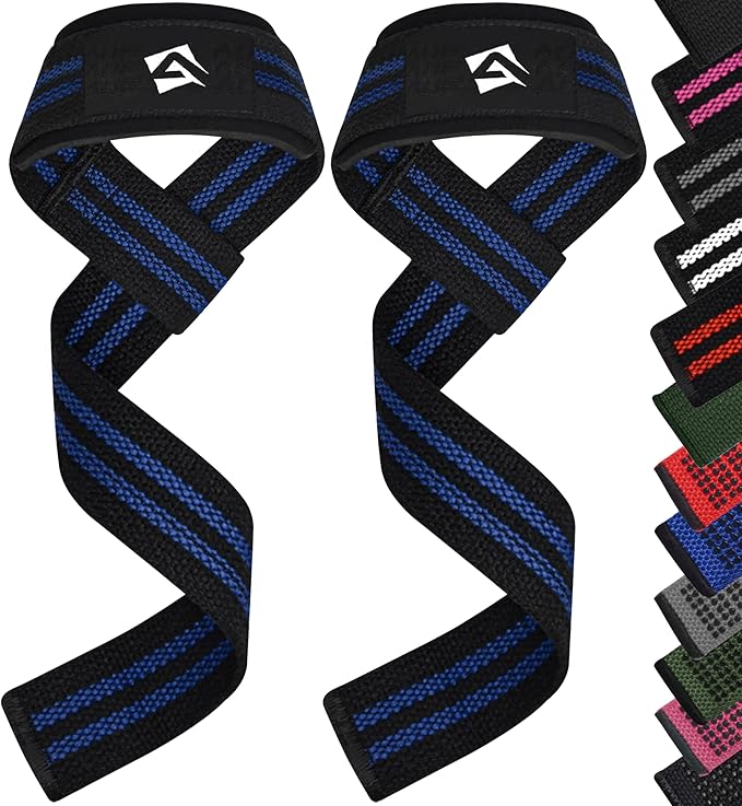 AQF Lifting Wrist Straps for Weightlifting, Powerlifting & Deadlifts – 23” Neoprene Padded Cotton Straps for Strength Training & Gym Workouts - Maximum Grip Support for Men & Women