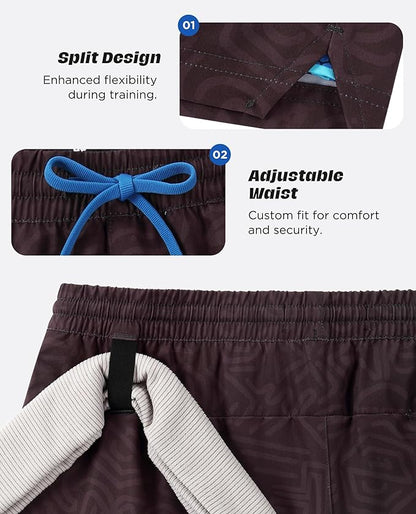 Men 2 in 1 Running Shorts with Compression Liner 5" 7" Quick Dry Workout Athletic Shorts with Pockets Towel Loop