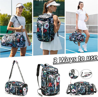 Gym Duffle Bag Backpack with Shoe Compartment,4 ways Travel Backpack for Women and Men,Multi-Functional Weekender bag with Waterproof Layer&Laptop Compartment for Fitness, Travel,Camping
