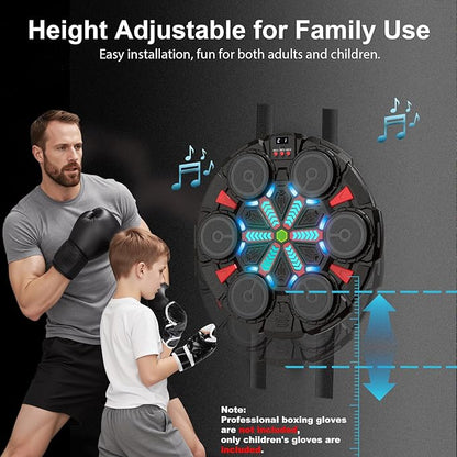 Music Punching Machine for Kids Adults,Bluetooth Wall Mounted Boxing Trainer with Gloves,Rhythm Lights,2 Player Battle Mode,Reaction Training Pad,Home Gym Sport Toys Gifts for Boys Girls Teens 3-12+