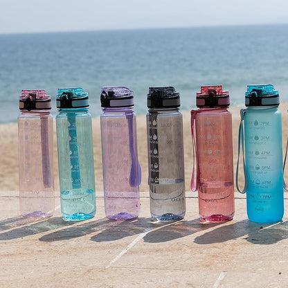 OLDLEY Water Bottle, 32oz Motivational Sports Water Bottle with Time Marker - Times to Drink - Tritan, BPA Free, Wide Mouth Leakproof, Anniversary Birthday Gifts for Men Women,Surfer (1 Bottle)