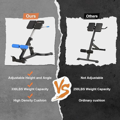 Foldable Back Extension Machine, Roman Chair, Adjustable Ab Back Extension Machine,Core Strength Trainer,Back Exercise Machine for Glute,Ab Workouts,Full All-in-One Body Workout&Home Gym Fitness（Blue）