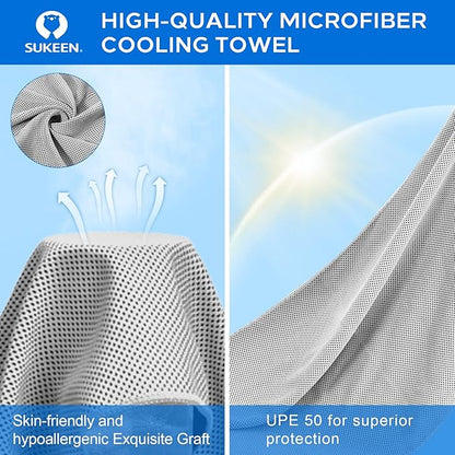 Sukeen 4 Pack Cooling Towels (40"x12"),Ice Towel,Soft Breathable Chilly Towel,Microfiber Towel for Yoga,Sport,Running,Gym,Workout,Camping,Fitness,Workout & More Activities