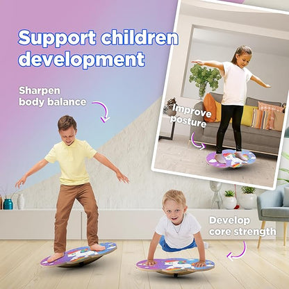 Wooden Balance Board Kids, Wobble Board For Balance, Balance Board Toddler Supporter, Balance Boards for Stability and Core Training
