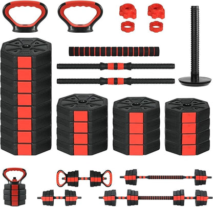 Adjustable Dumbbells, 44/66/88Lbs Free Weight Set with Connector, 4 In1 Weight Dumbbell Set Used As Kettlebells, Barbell, Push Up Stand, Fitness Exercise for Home Gym Suitable Men/Women
