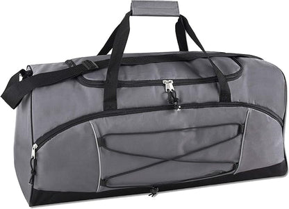 60 Liter, 26 Inch Duffle Bag – Heavy Duty Extra Large Sports Gym Equipment Travel Duffel Bag for Men and Women (Grey)