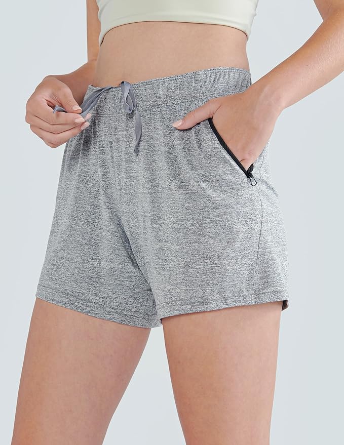 Liberty Imports 1 or 5 Pack Womens Lounge Workout Shorts with Zipper Pockets 5" Inseam Lightweight Athletic Casual Shorts