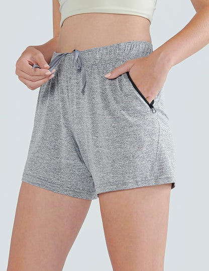 Liberty Imports 1 or 5 Pack Womens Lounge Workout Shorts with Zipper Pockets 5" Inseam Lightweight Athletic Casual Shorts