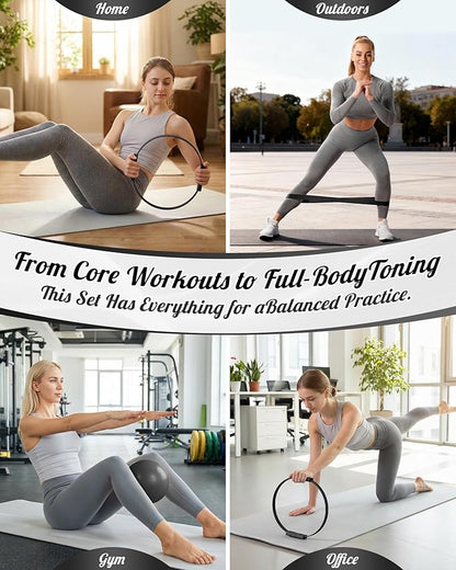 Pilates Ring, Silicone Magic Pilates Rings, Lightweight & Durable Flexible Fitness Circle Exercise Equipment for Toning Arms, Thighs,Legs, Core,Yoga & Physical Therapy
