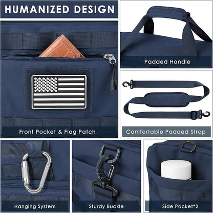 ETRONIK Travel Bag for Men Women, Gym Bag & Tactical Duffle Bags for Travel, Carry on with Toiletry Bag and Shoe Compartment, Weekender Overnight Trip with Wet Pocket for Workout Medical, Blue