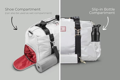 Live Well 360 Gym Duffel Bag for Men or Women – Bag with Shoe, Laptop & Wet Compartment - Perfect Sports or Workout Shoulder Bag with Multiple Compartments – CrossFit, Yoga, Boxing - THE LUXX