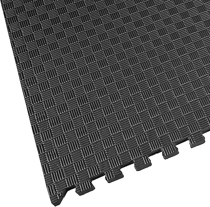 BalanceFrom Puzzle Exercise Mat 1" Thick, EVA Interlocking Foam Floor Tiles for Home Gym, Mat for Home Workout Equipment, Floor Padding for Kids, Black, 24 in x 24 in x 1 in, 72 Sq Ft - 18 Tiles