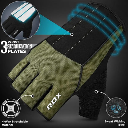 RDX Workout Gloves, 15-Inch Long Support Strap Anti Slip Palm Protection with 3 Wrist Alignment Plates, Powerlifting Deadlifting Bodybuilding Gym Fitness, Weight Lifting Exercise Training, Men Women