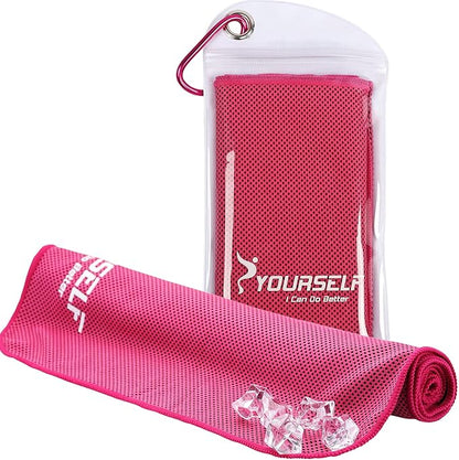 SYOURSELF Cooling Towel, Cooling Towels for Neck,40" x 12"Ice Towel for Instant Cooling Relief, Soft Breathable Chilly Towel, Perfect Yoga, Golf, Sports, Gym, Workout, Athletes Towel (1PC-Hot Pink)