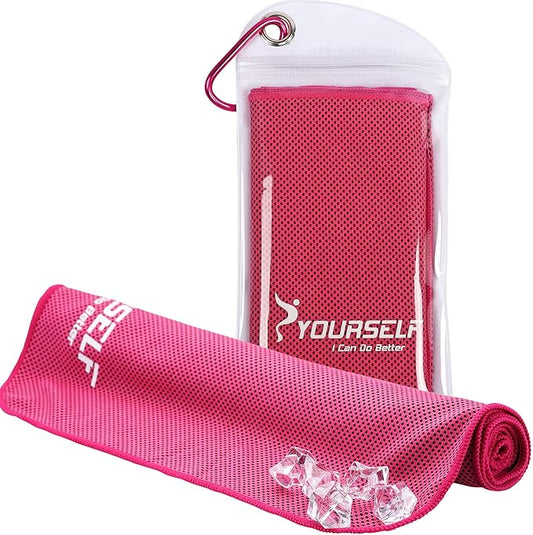 SYOURSELF Cooling Towel, Cooling Towels for Neck,40" x 12"Ice Towel for Instant Cooling Relief, Soft Breathable Chilly Towel, Perfect Yoga, Golf, Sports, Gym, Workout, Athletes Towel (1PC-Hot Pink)