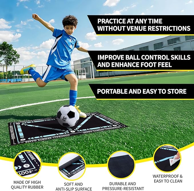 2 Set Kids Soccer Goals for Backyard with Training Equipment, Portable Foldable Practice Nets with Ball, Dice & Mat, Cones, Air Pump and Carry Bag for Toddler Youth Outdoor Sports Game