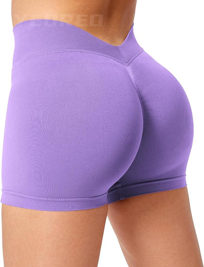 YEOREO Workout Scrunch Shorts Women V Back Gym Butt Lifting Liz High Waisted Seamless Shorts