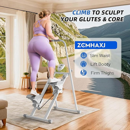 Foldable Stair Stepper for Home, Adjustable Stair Climber with 4 Heights & 3 Angles, Compact Folding Vertical Stair Master for Exercise at Home for Full-Body Workout